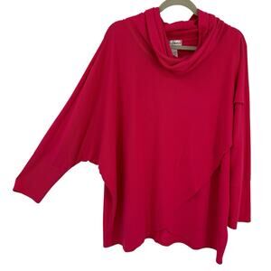 Kate Mallory 3X Cowlneck Top Layered Dolman Sleeve Pink Pullover Boxy Lagenlook
